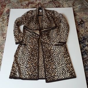 Leopard Print Long Cardigan w Pockets XS/S